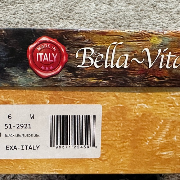 Bella Vita Women's Made in Italy Exa-Italy Wedge Sandal, Black Leather, US 6 - Picture 7 of 7